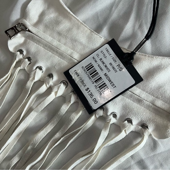 NEW Rudsak White Midwest Blouse Shirt with Suede Tassels Women’s Size Small - Picture 3 of 11